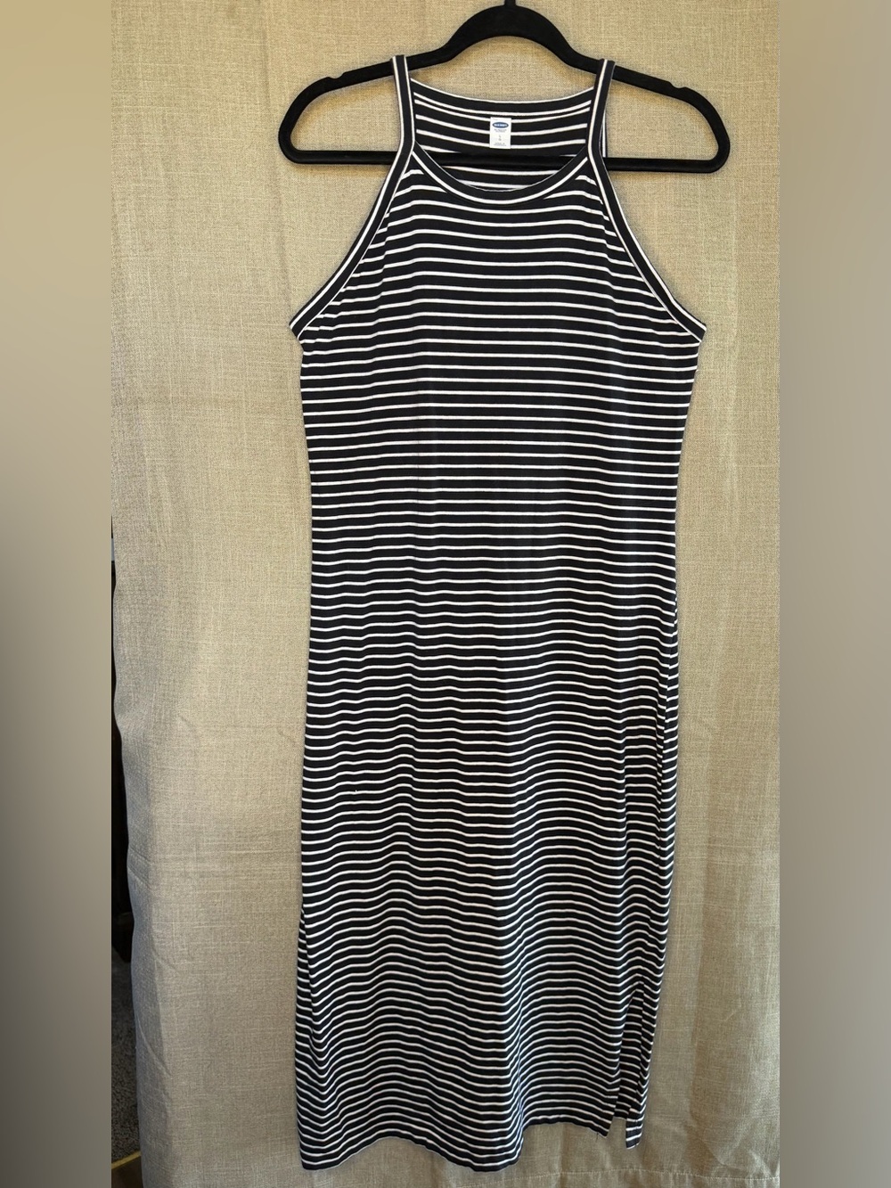 Old Navy Black White Striped Maxi Dress